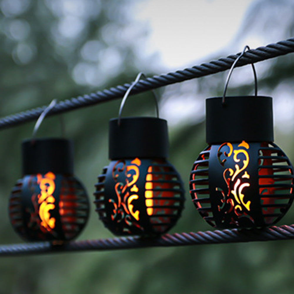 4Pcs Solar Flickering Flame Lantern Lamp Outdoor Hanging LED Lamp Decorative Lights