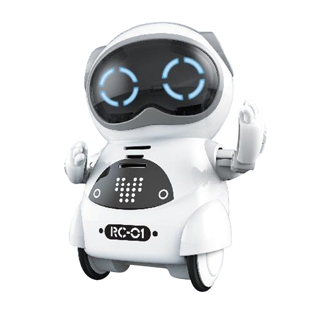Toy Pocket RC Robot for Kids Talking Interactive Dialogue Singing Dancing Telling Story Mini Robot Toy -White