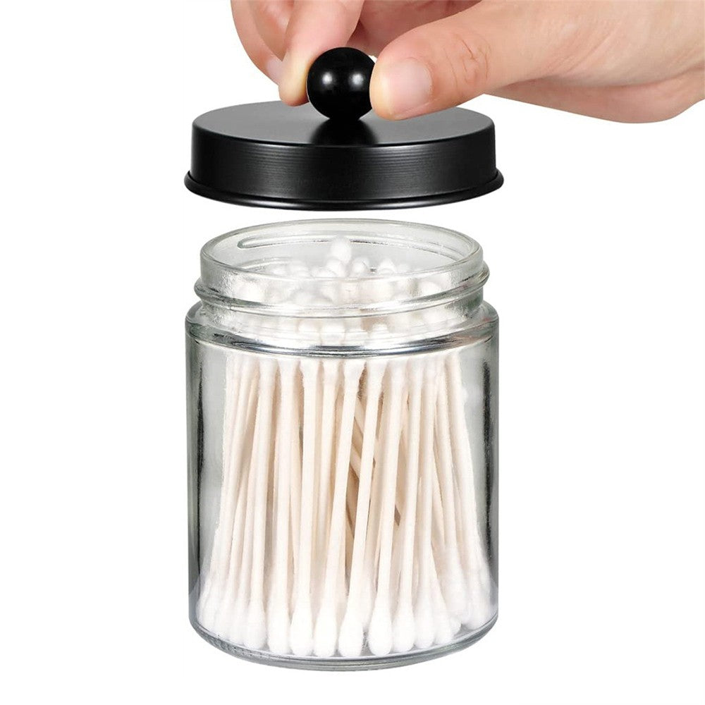 4Pcs 270ml Glass Apothecary Jars with Lids Vanity Organizers for Home Bathroom Office