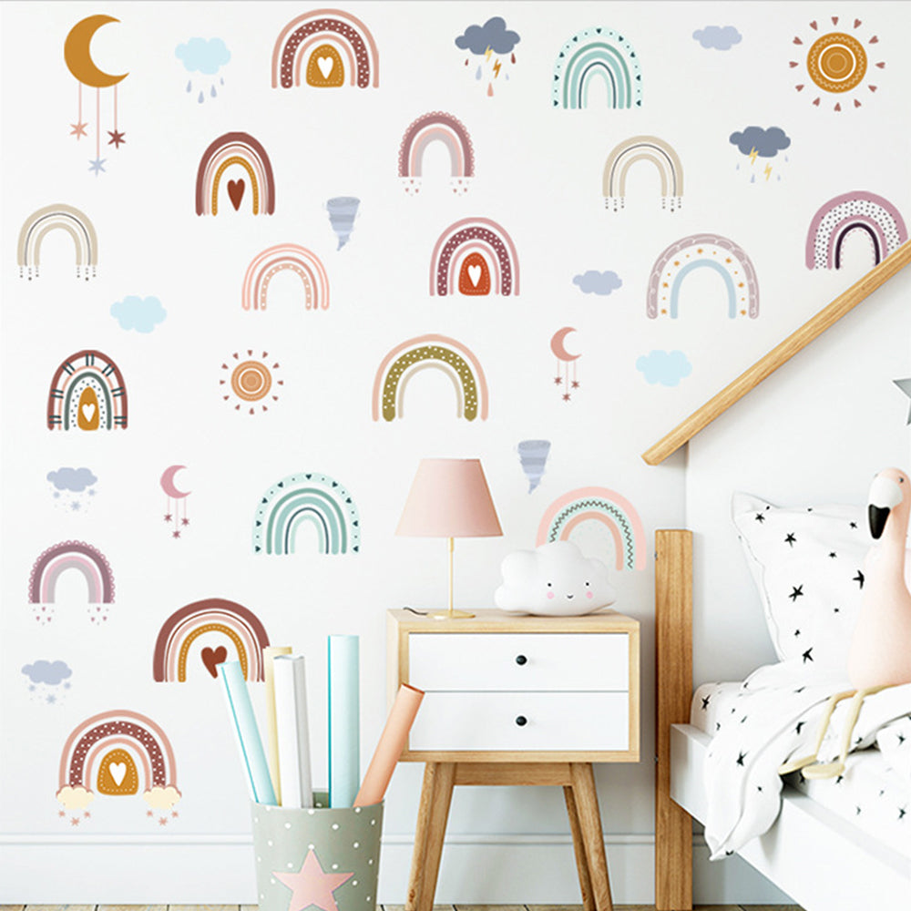 Rainbow Wall Decals Cloud Decals Watercolor Raindrop Wall Stickers Removable