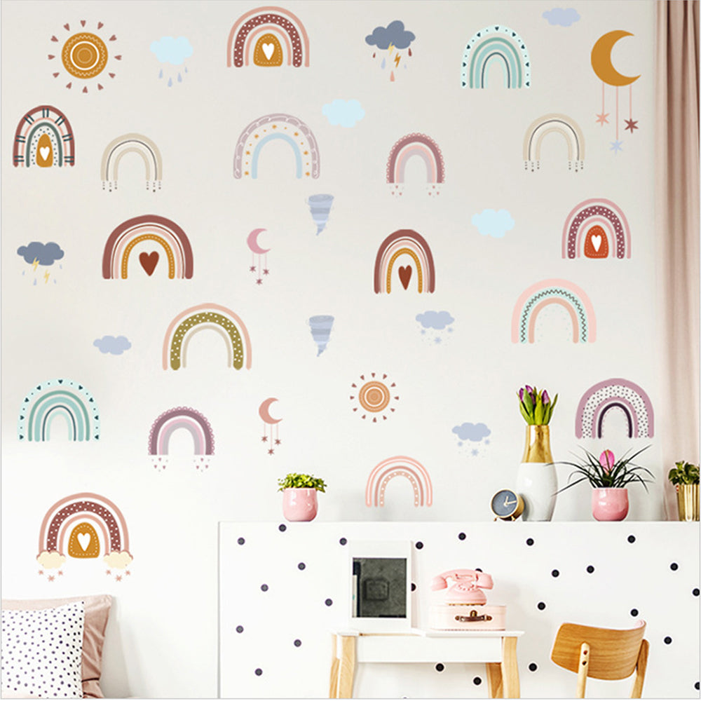 Rainbow Wall Decals Cloud Decals Watercolor Raindrop Wall Stickers Removable
