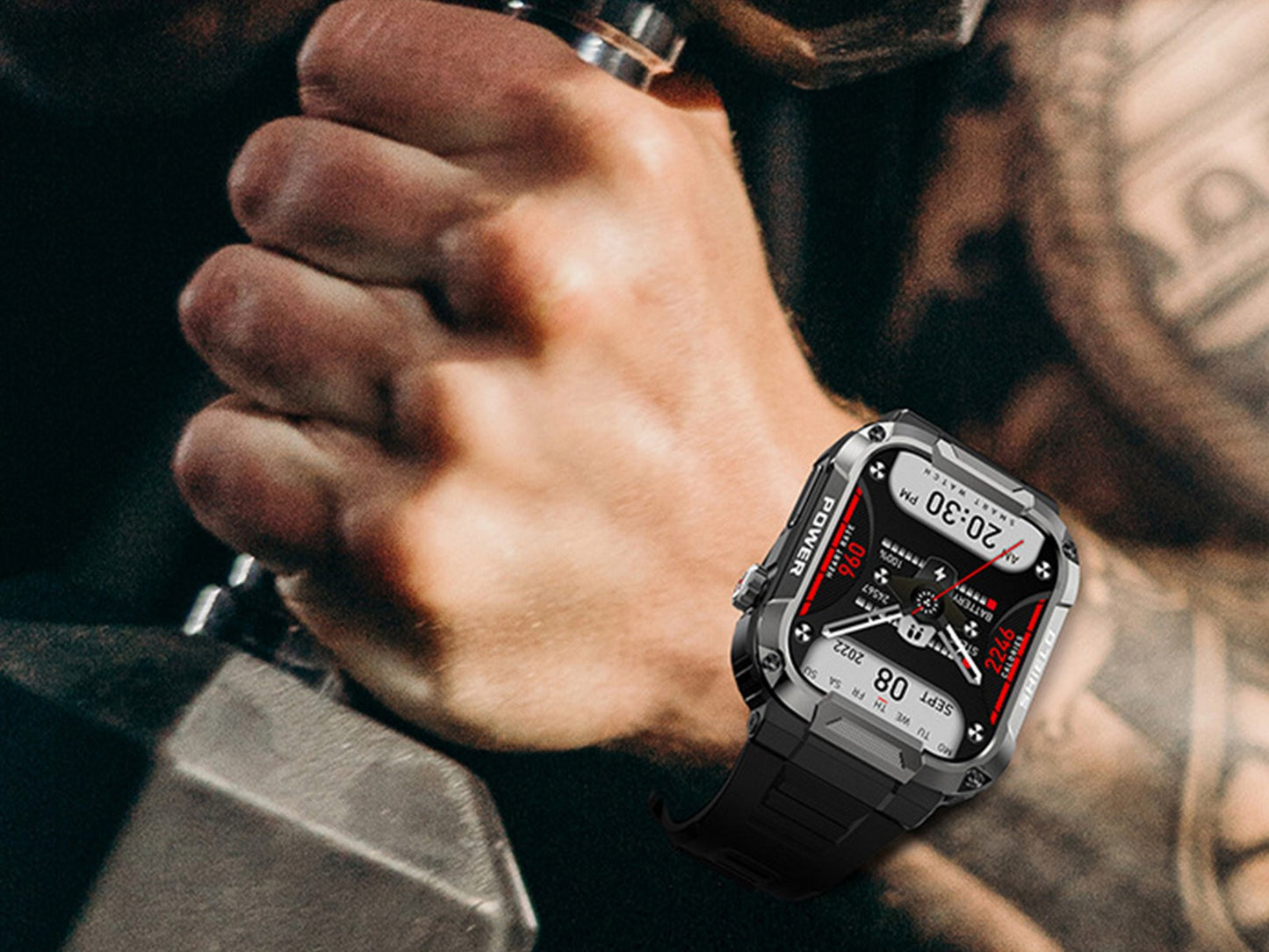 Smart Watch Touch Screen Sports for Men Heart Rate Monitor-Black