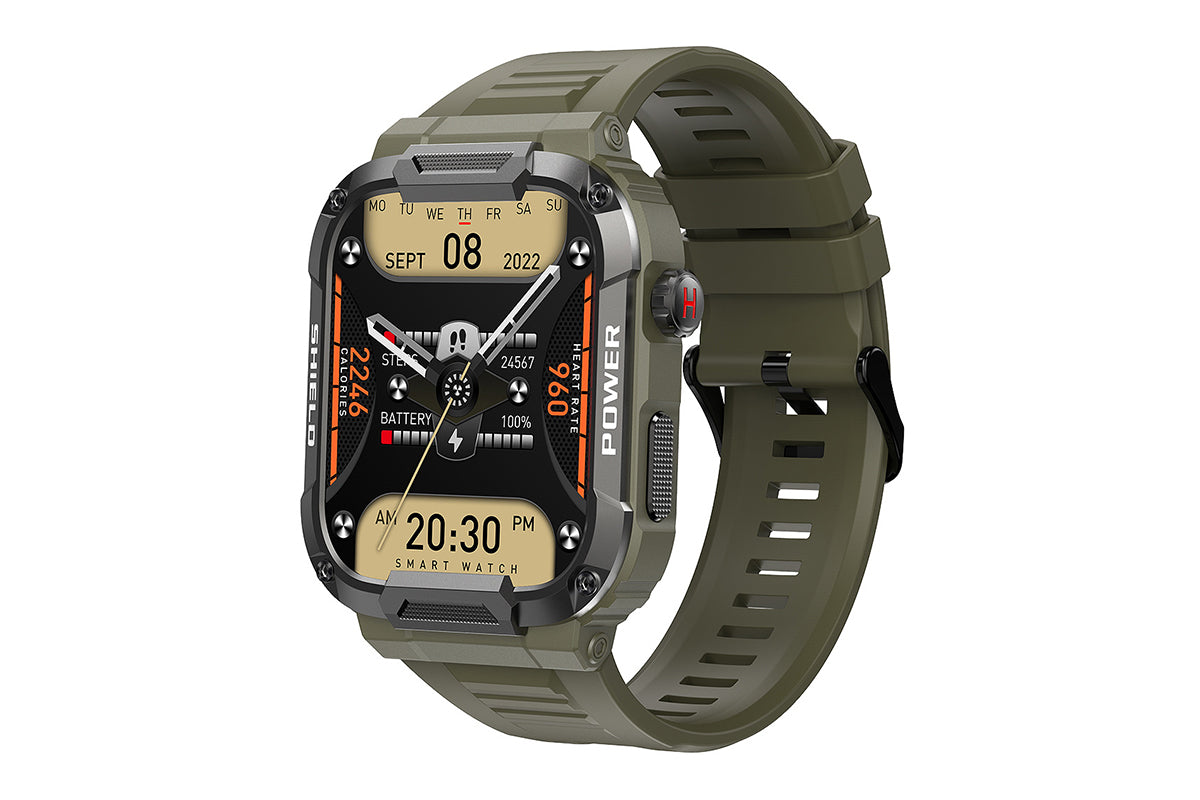 Smart Watch Touch Screen Sports for Men Heart Rate Monitor-Green