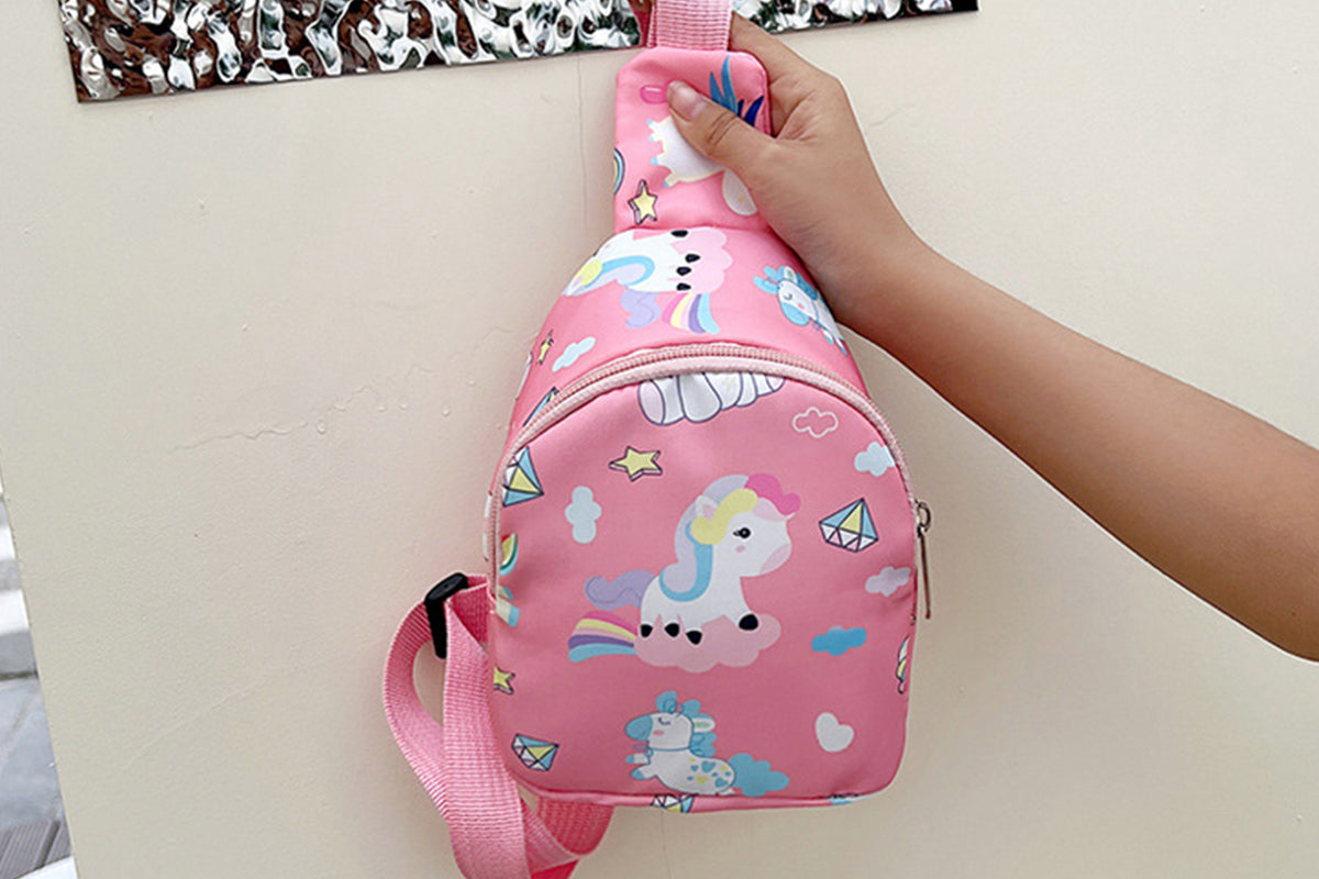 Kids Nylon Cartoon Sling Bag for Travel-Pink