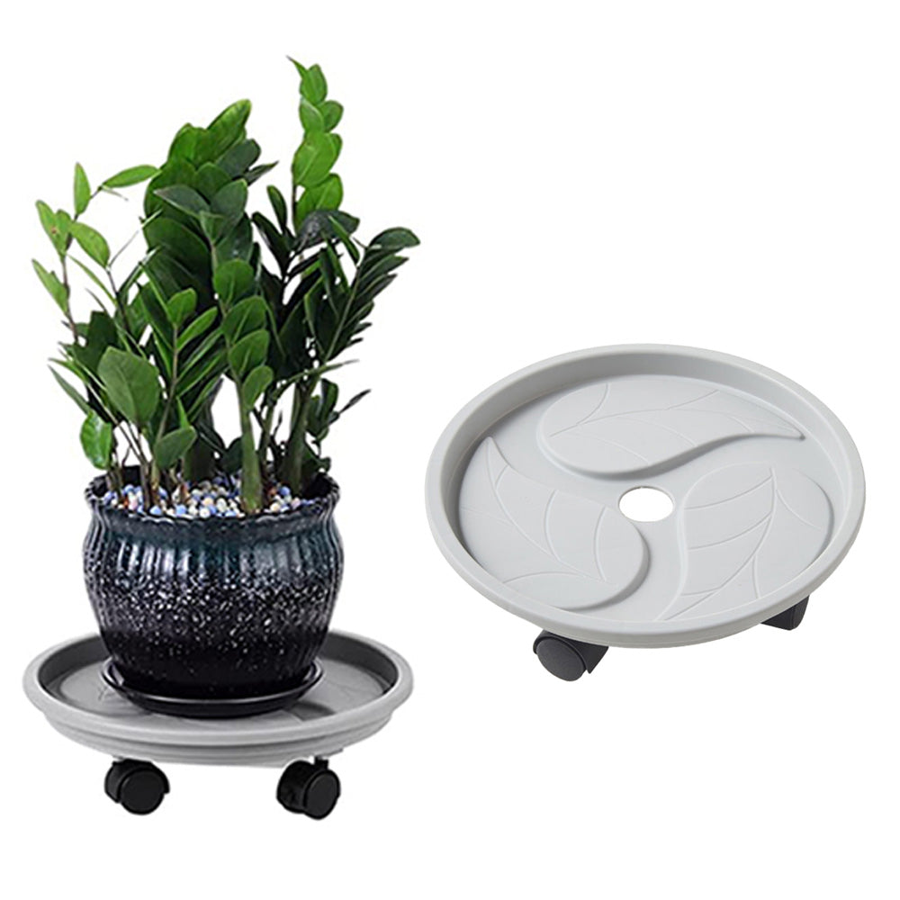 Flower Pot Caddy Plant Stand with Water Container and 4 Wheels Home Garden Rolling Planter Trolley