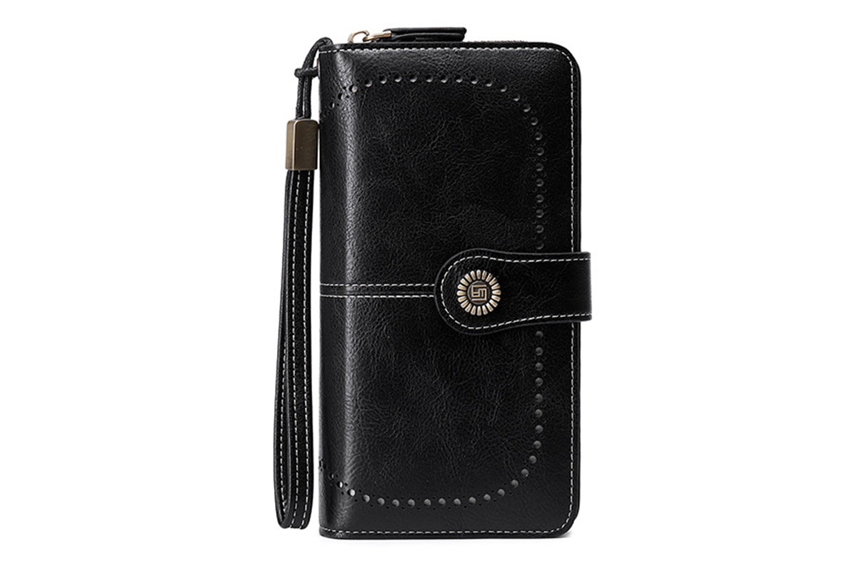 Wallet with Money Clip RFID Blocking Minimalist PU Leather for men women-Black