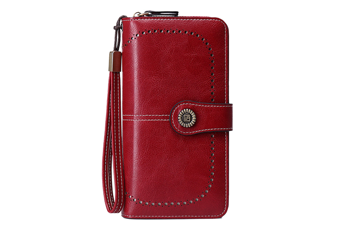 Wallet with Money Clip RFID Blocking Minimalist PU Leather for men women-Red