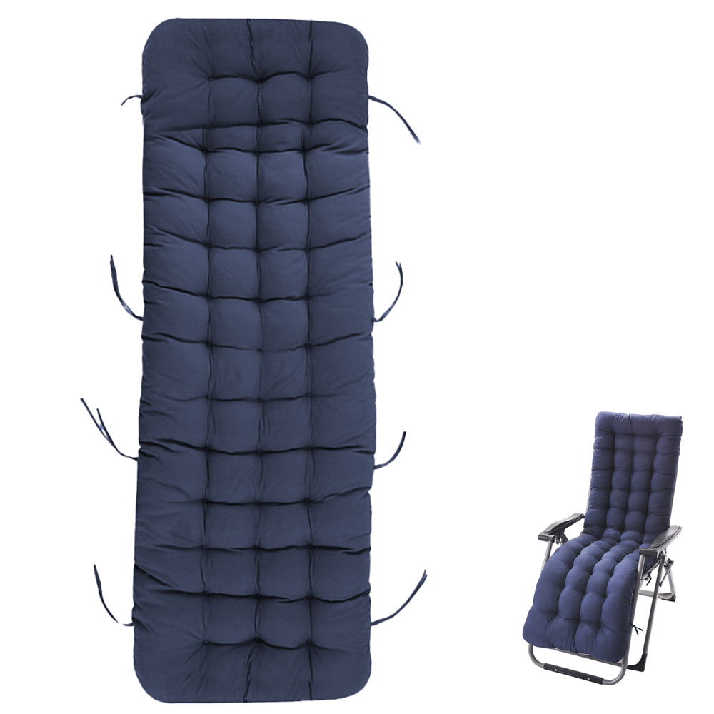 Sun Lounger Chair Cushions Chaise Seat Cushion Bench Mat Thick Padded Recliner Chair Seat Mat -Navy blue