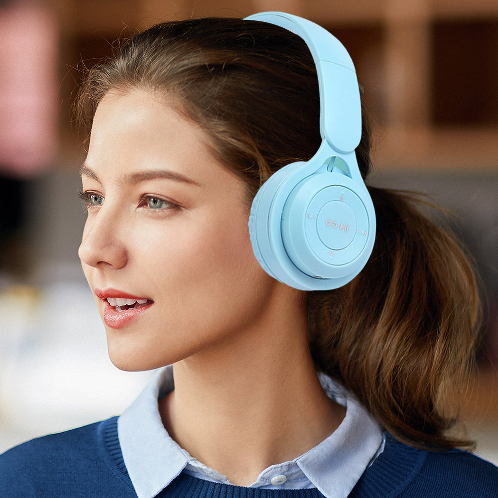 Wireless Headphones Wireless Earbuds 2pcs Y08 Wireless Headphones With Microphone Foldable Headset Bluetooth-compatible Headphone -Blue and Pink