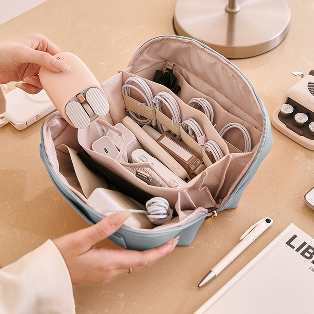 Travel Electronics Organizer Bag Tech Bag Pouch Travel USB Cable Organizer -Grey