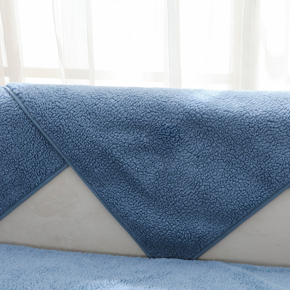 Sofa Cover Plush Sofa Cover Couch Cover Anti-slip Sofa Slipcover Furniture Protective Cover-Blue