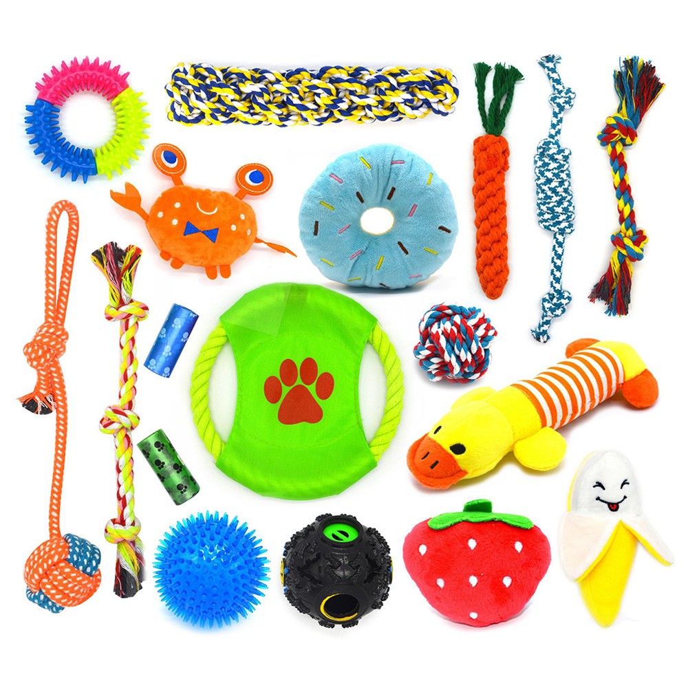18Pcs Dog Chew Toys Set Pet Teething Toy Interactive Dog Toys