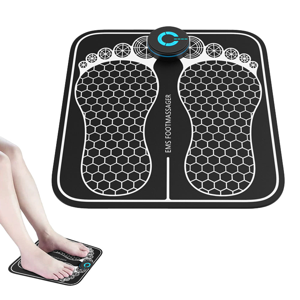 2pcs Foot Massager Portable EMS Foot Stimulator Pad Men Women Massage Machine for Muscle Relaxation -1Pc Foot Massager Mat and 1Pc Host machine