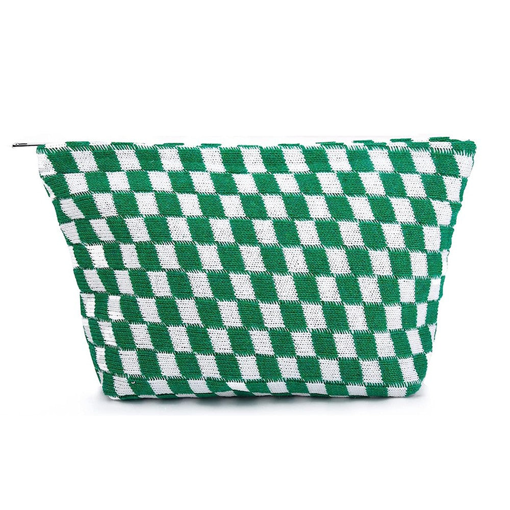 2Pcs Checkered Makeup Bags Travel Toiletry Bag Organizer Makeup Storage Bags Green