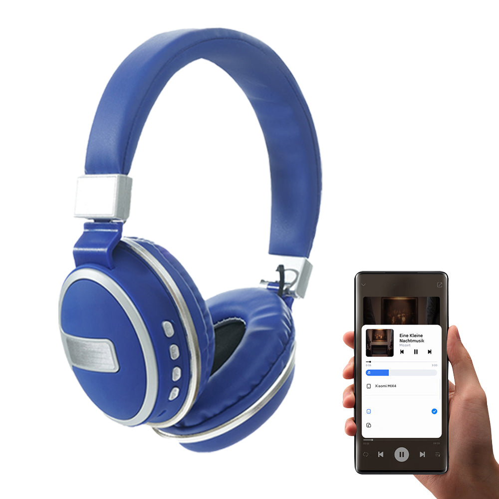 Foldable Wireless Bluetooth 5.0 Earphones Rechargeable Headset Blue