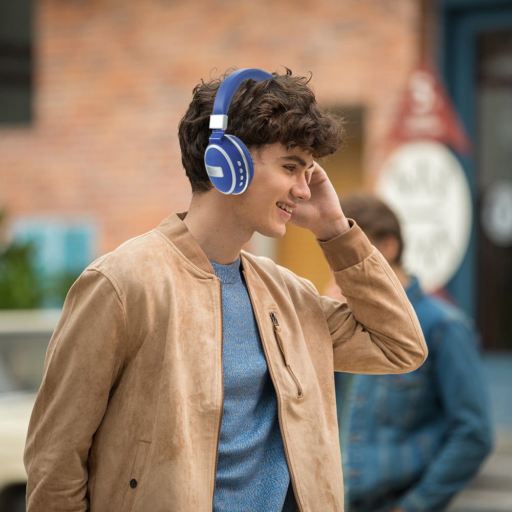 Foldable Wireless Bluetooth 5.0 Earphones Rechargeable Headset Blue
