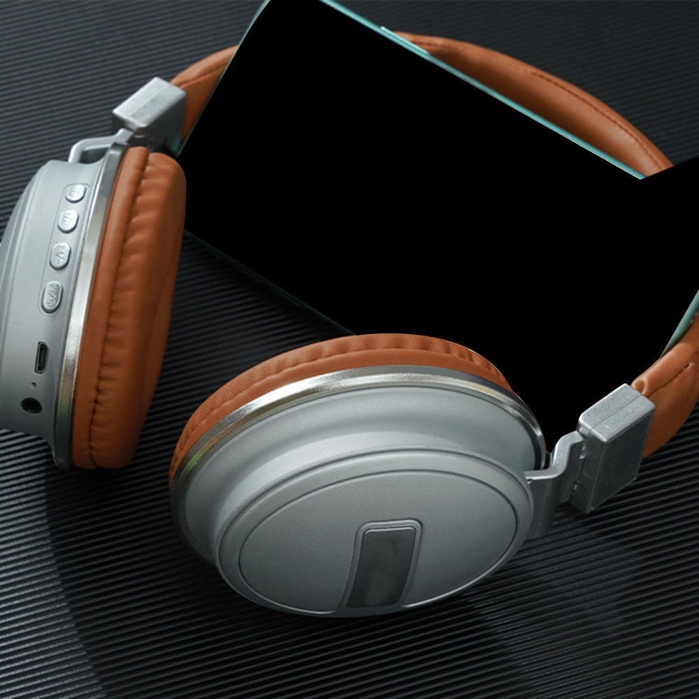 Foldable Wireless Bluetooth 5.0 Earphones Rechargeable Headset Brown