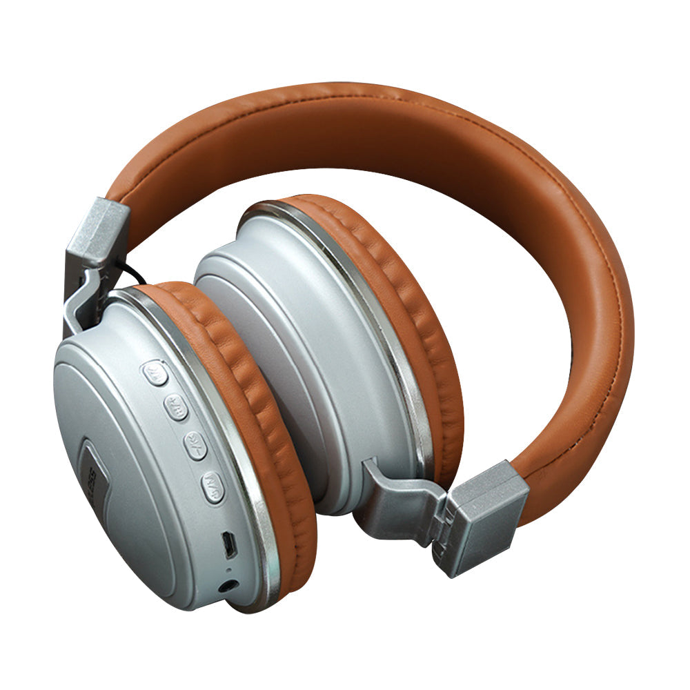 Foldable Wireless Bluetooth 5.0 Earphones Rechargeable Headset Brown