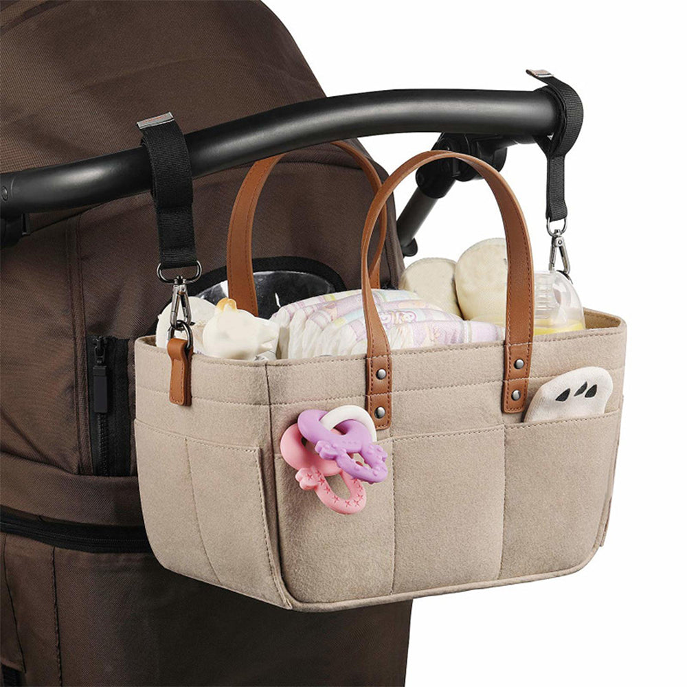 Foldable Travel Baby Diaper Caddy Organizer Portable Nappy Storage Bag Beige