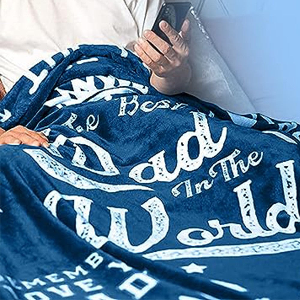 Flannel Blanket Dad Blanket from Daughter or Son Father's Day Birthday Gifts Blue