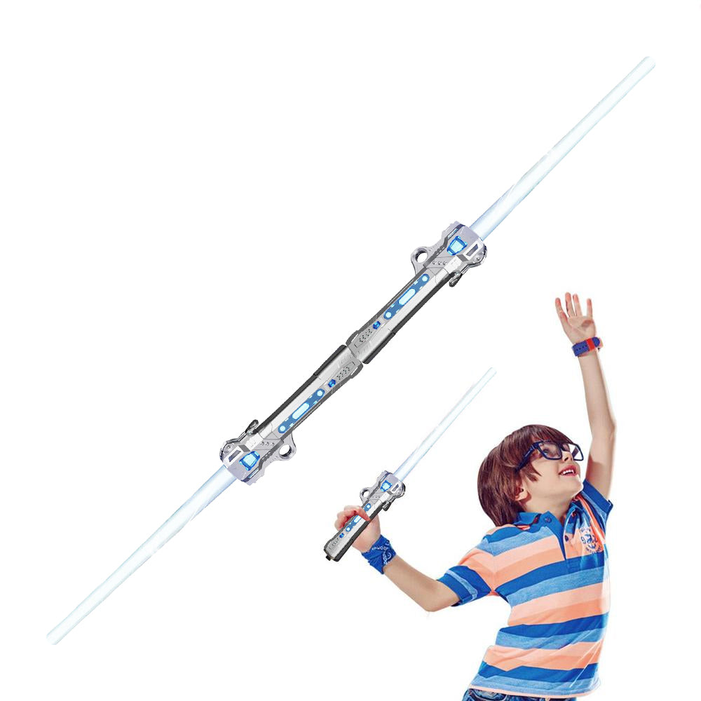 2Pcs Retractable LED Light Up Laser Sword Connectable Light Up Saber with FX Sound Silver