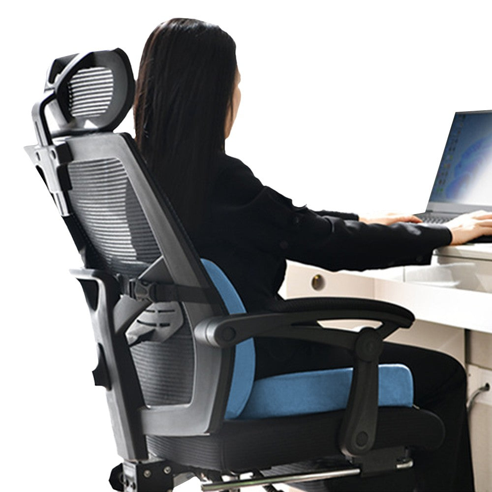 Memory Foam Seat Cushion and Lumbar Support Pillow for Office Chair Car Blue