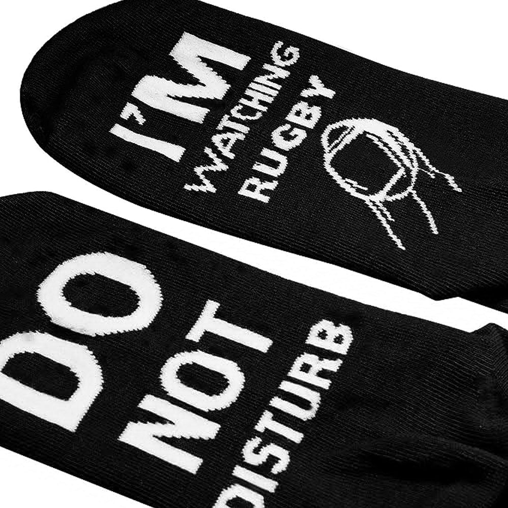 Pair of I'M WATCHING Unisex RUGBY Rugby Socks for Football Lover Black
