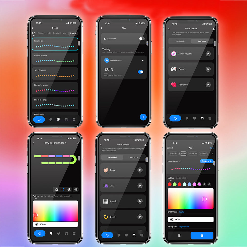 RGB Music Wall Lights APP Control Smart LED Light Bar DIY LED Lights Room Decor Black