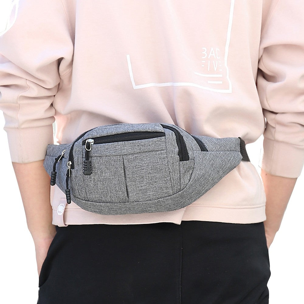 2Pcs Unisex Sling Bag Chest Pack Fanny Pack Sports Waist Bag Wallet - Black+Grey