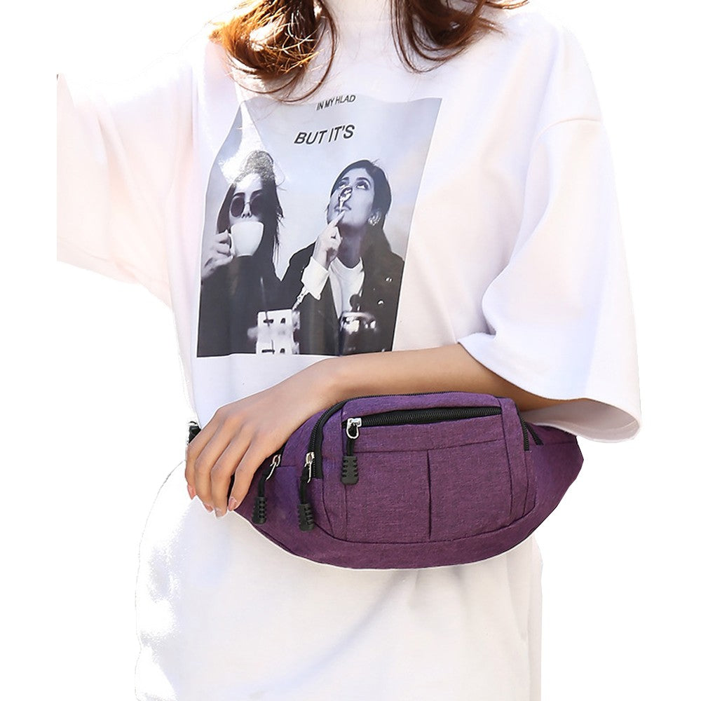 2Pcs Unisex Sling Bag Chest Pack Fanny Pack Sports Waist Bag Wallet - Red+Purple