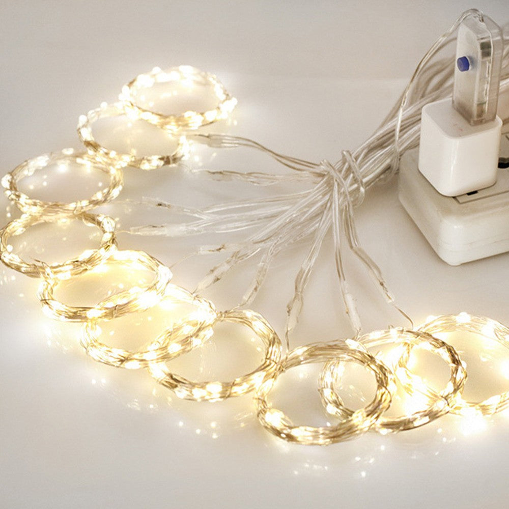 3M Christmas LED Curtain Lights Copper Wire Light String Curtain String Light - Warm Light