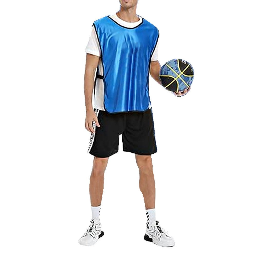 8-Piece Adult Scrimmage Training Vest Team Training Bibs Pinnies for Team Sports Games - Dark Blue+Red