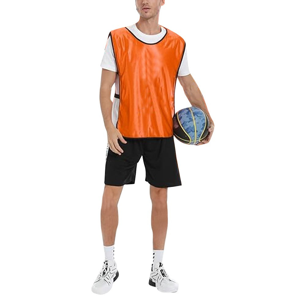 8-Piece Adult Scrimmage Training Vest Team Training Bibs Pinnies for Team Sports Games - Green+Orange