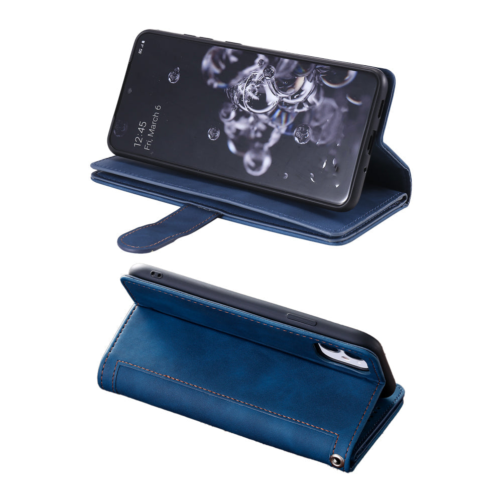 For iPhone 15 Series Case PU Leather iPhone Wallet Flip Cover Blue