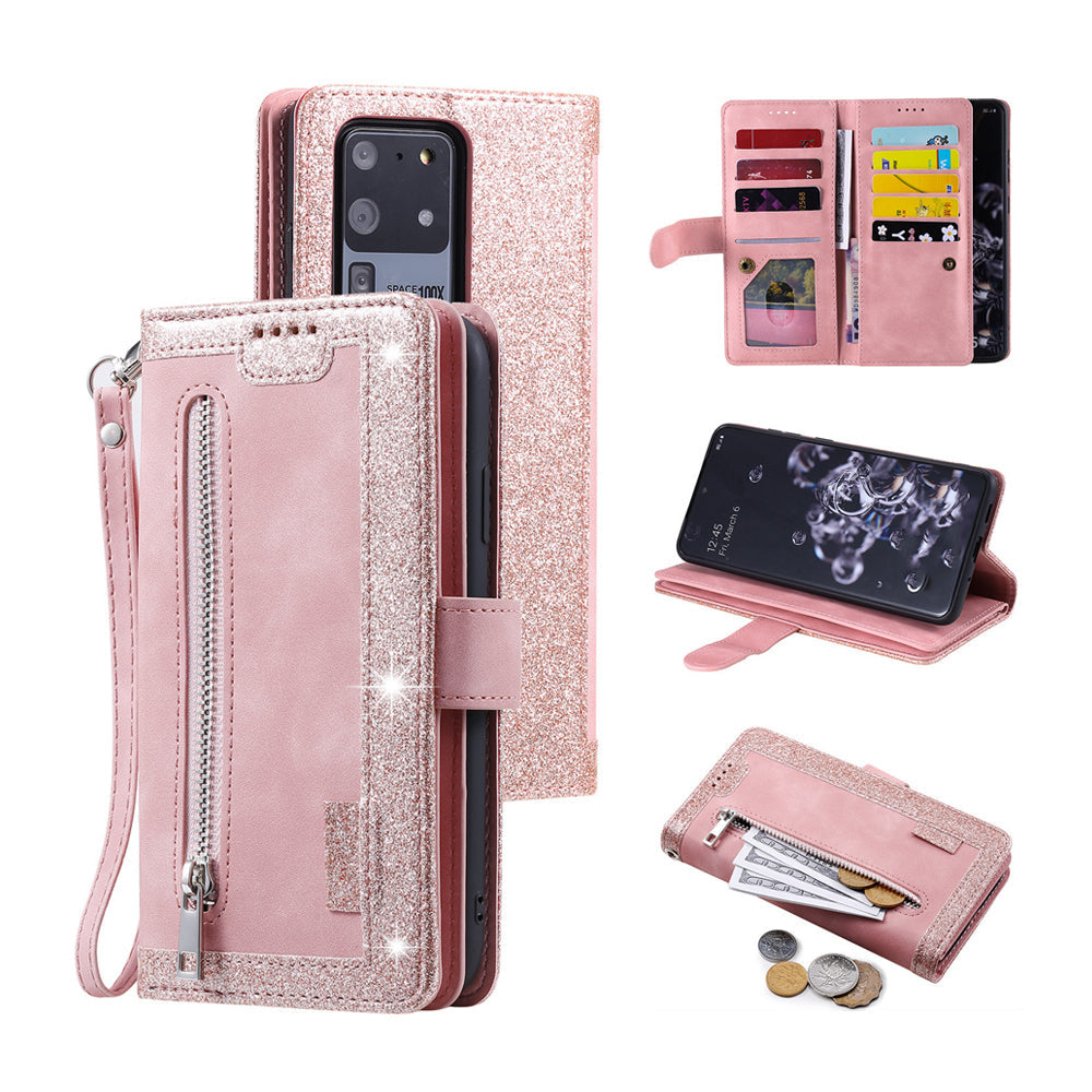 For iPhone 15 Series Case PU Leather iPhone Wallet Flip Cover Pink