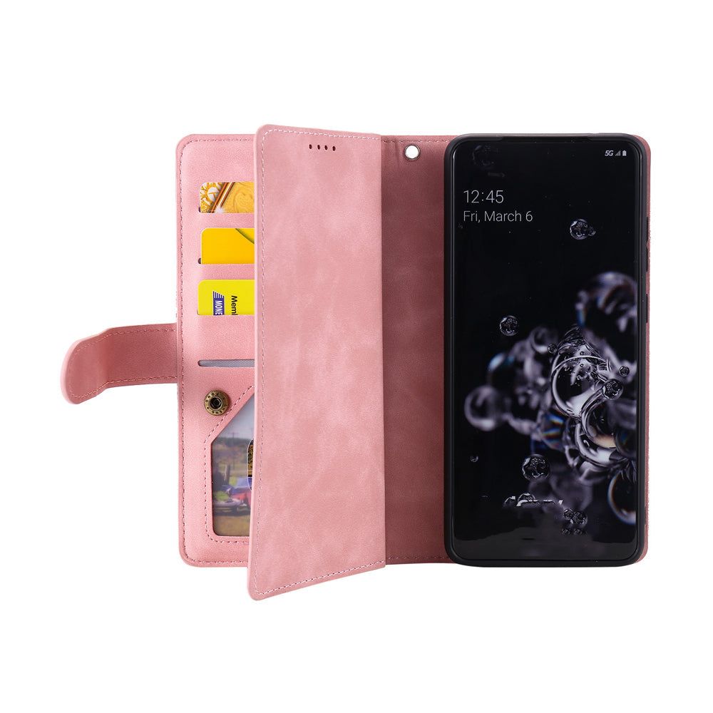 For iPhone 15 Series Case PU Leather iPhone Wallet Flip Cover Pink