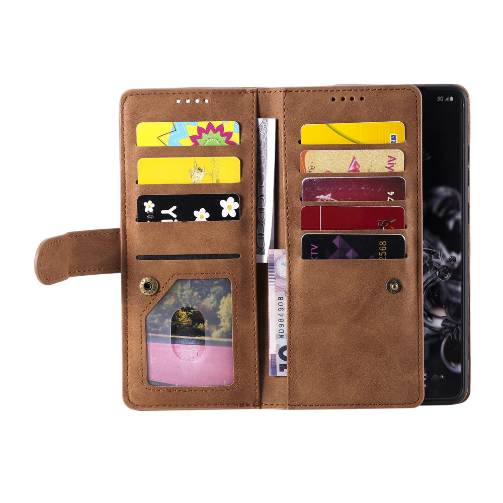 For iPhone 15 Series Case PU Leather iPhone Wallet Flip Cover Brown