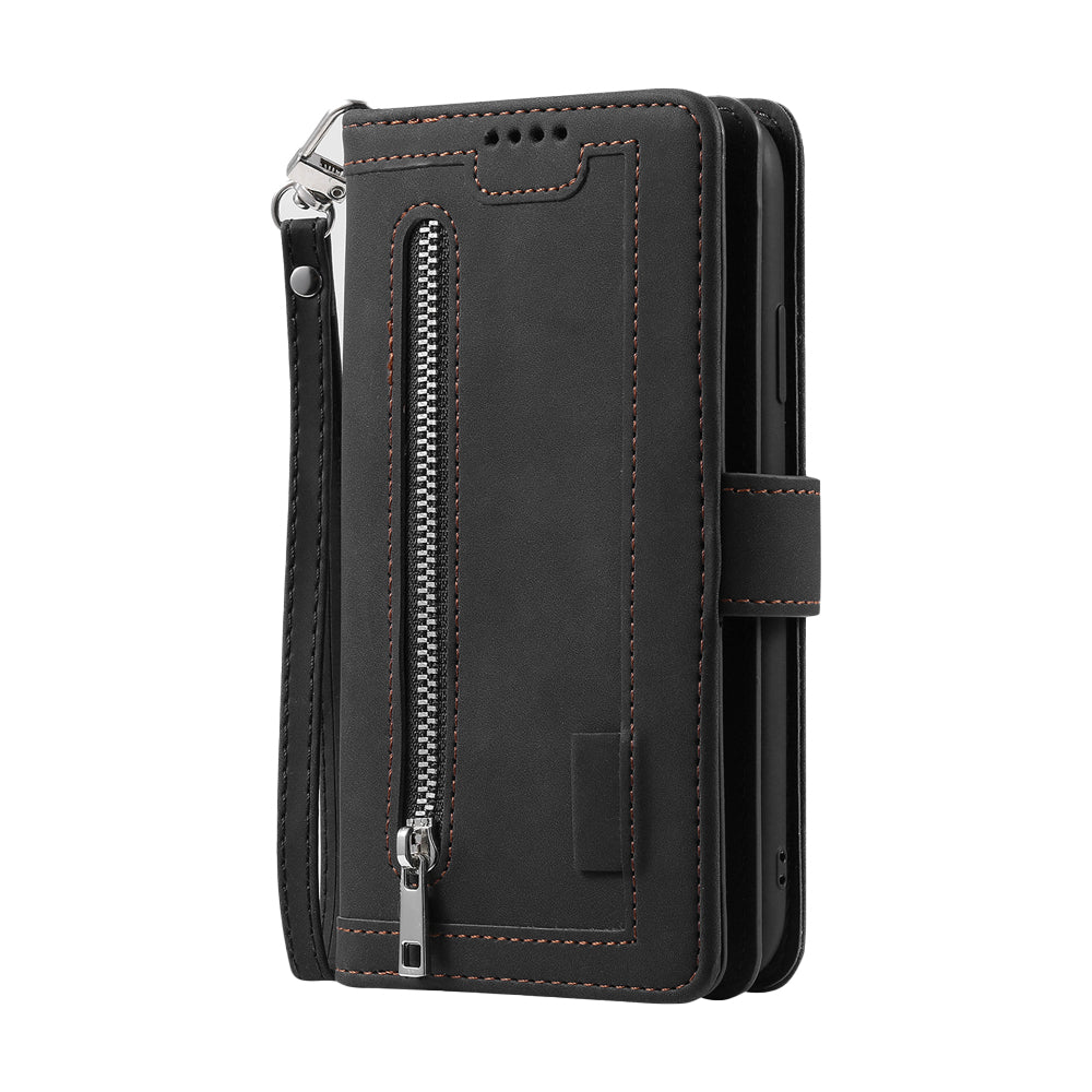 For iPhone 15 Series Case PU Leather iPhone Wallet Flip Cover Black