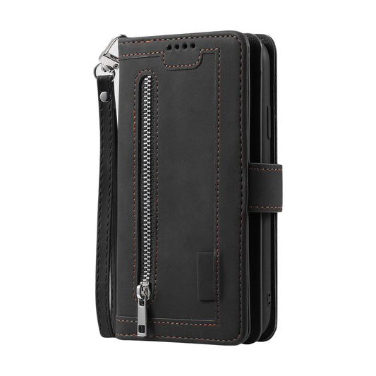 For iPhone 15 Series Case PU Leather iPhone Wallet Flip Cover Black