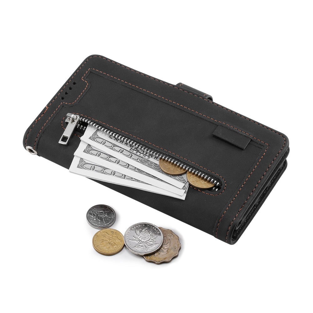 For iPhone 15 Series Case PU Leather iPhone Wallet Flip Cover Black