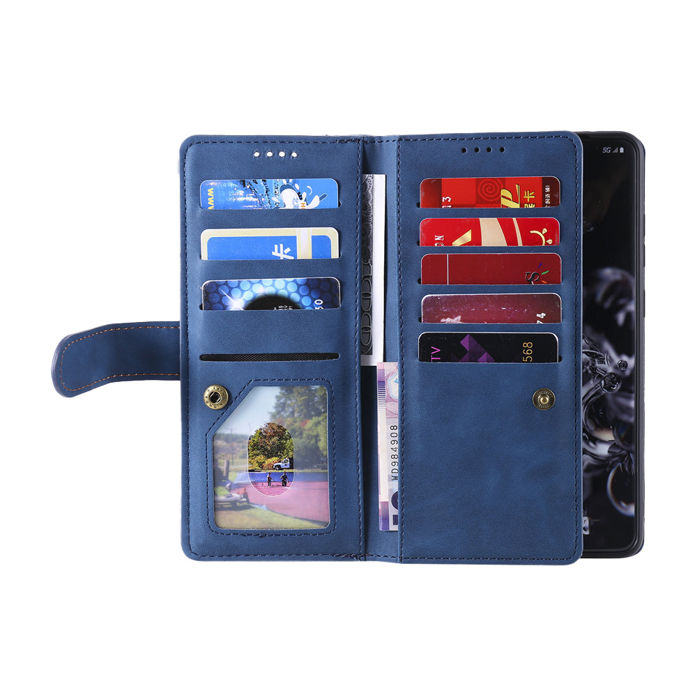 For iPhone 15 Series Case PU Leather iPhone Wallet Flip Cover Blue