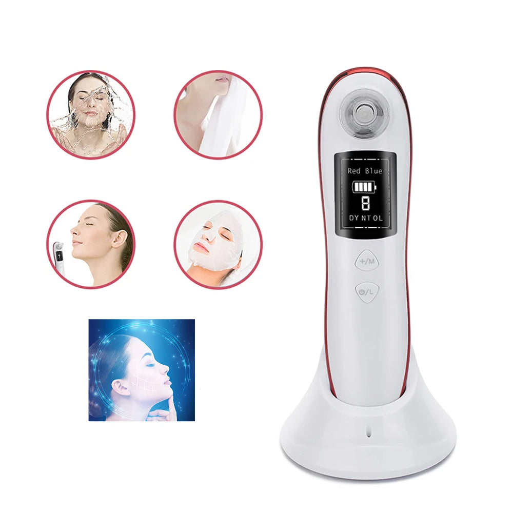 Electric Blackhead Remover Vacuum Face Pore Cleaner with 6 Suction Heads White