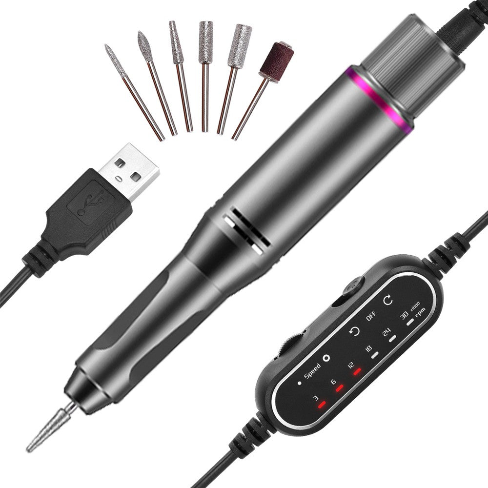 Electric Nail Drill Trimmer File Machine Manicure Tools Kit Gray