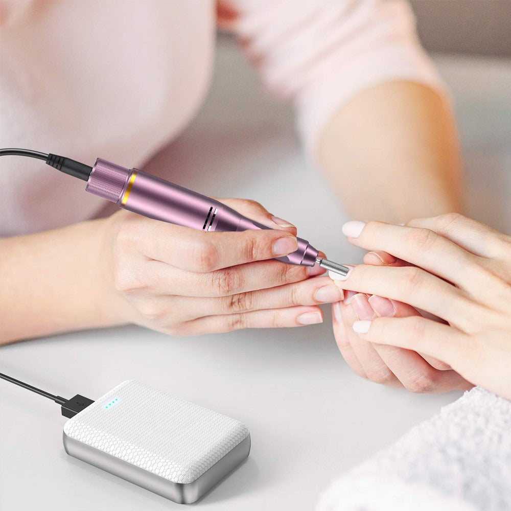 Electric Nail Drill Trimmer File Machine Manicure Tools Kit Purple