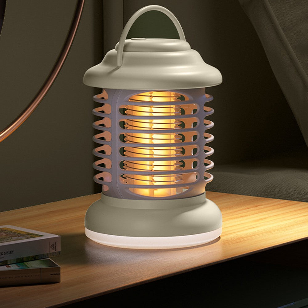 2X 3-in-1 Portable Electric Mosquito Killer Lamp Mosquito Zapper Trap-Grey+Khaki