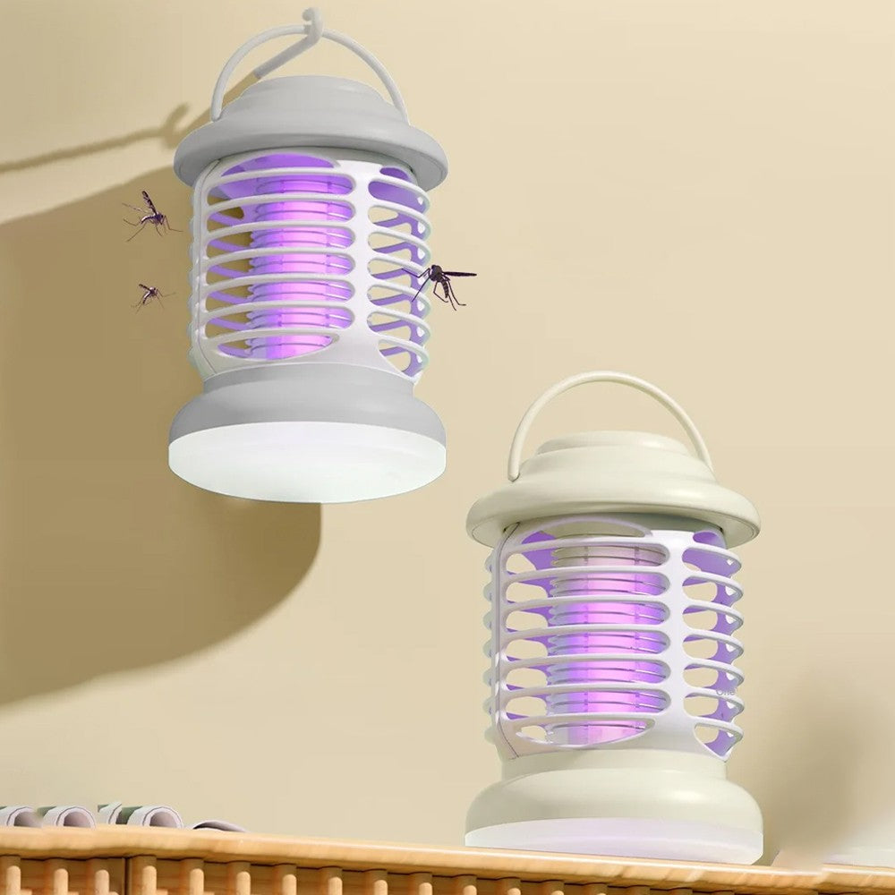 2X 3-in-1 Portable Electric Mosquito Killer Lamp Mosquito Zapper Trap-Grey+Khaki