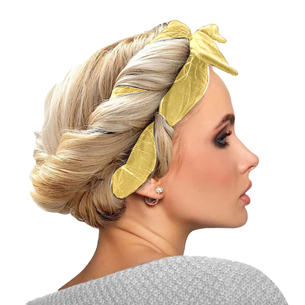 2 X Heatless Hair Curling Set Heatless Hair Curler Headband Hair Tie Yellow