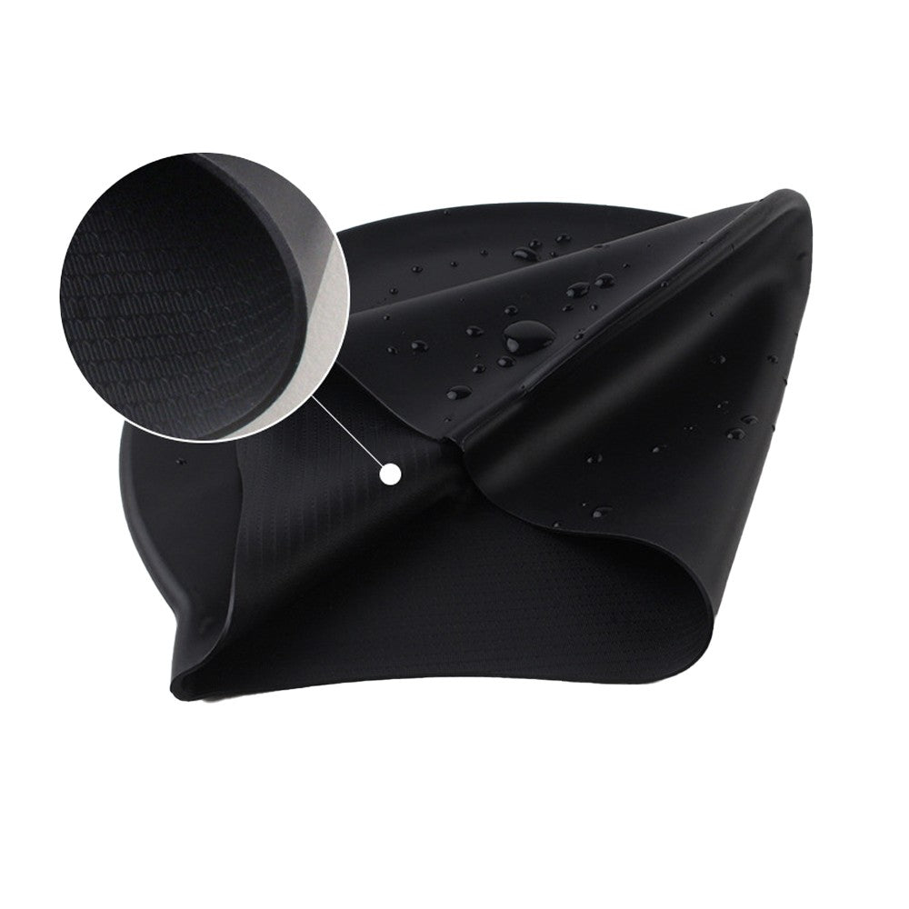 2Pcs Adult Elastic Silicone Swimming Cap Pool Cap for Long Hair - Black+White M