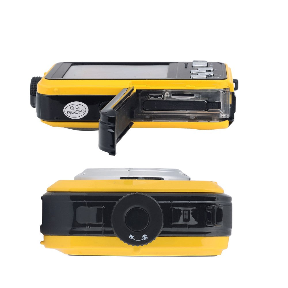 1080P Dual Screen Selfie Underwater Camera Water Resistant Digital Camera with 32GB Memory Card Yellow