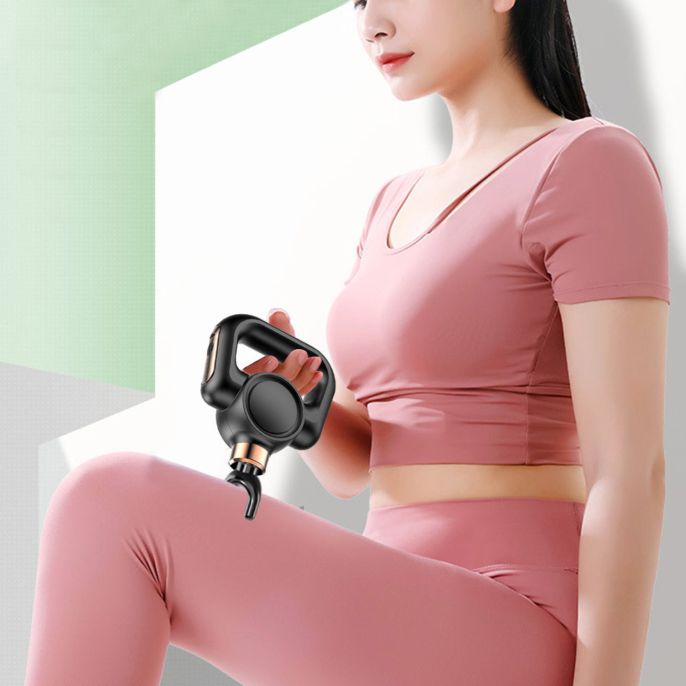 Handheld Muscle Massager with Massage Belt and 4 Massage Heads Black